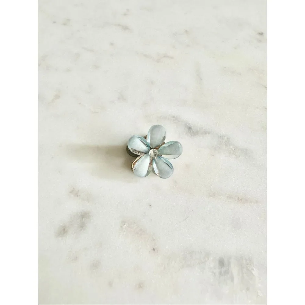 Delicate light blue sparkly flower hair clip